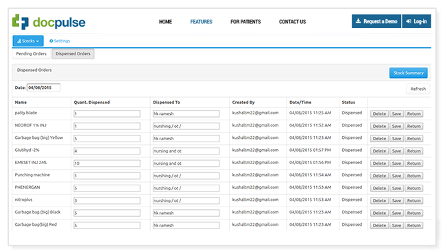 Hospital Stock Management System
